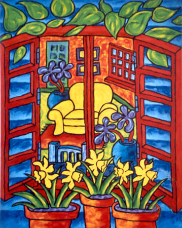 Yellow Chair and Daffodils